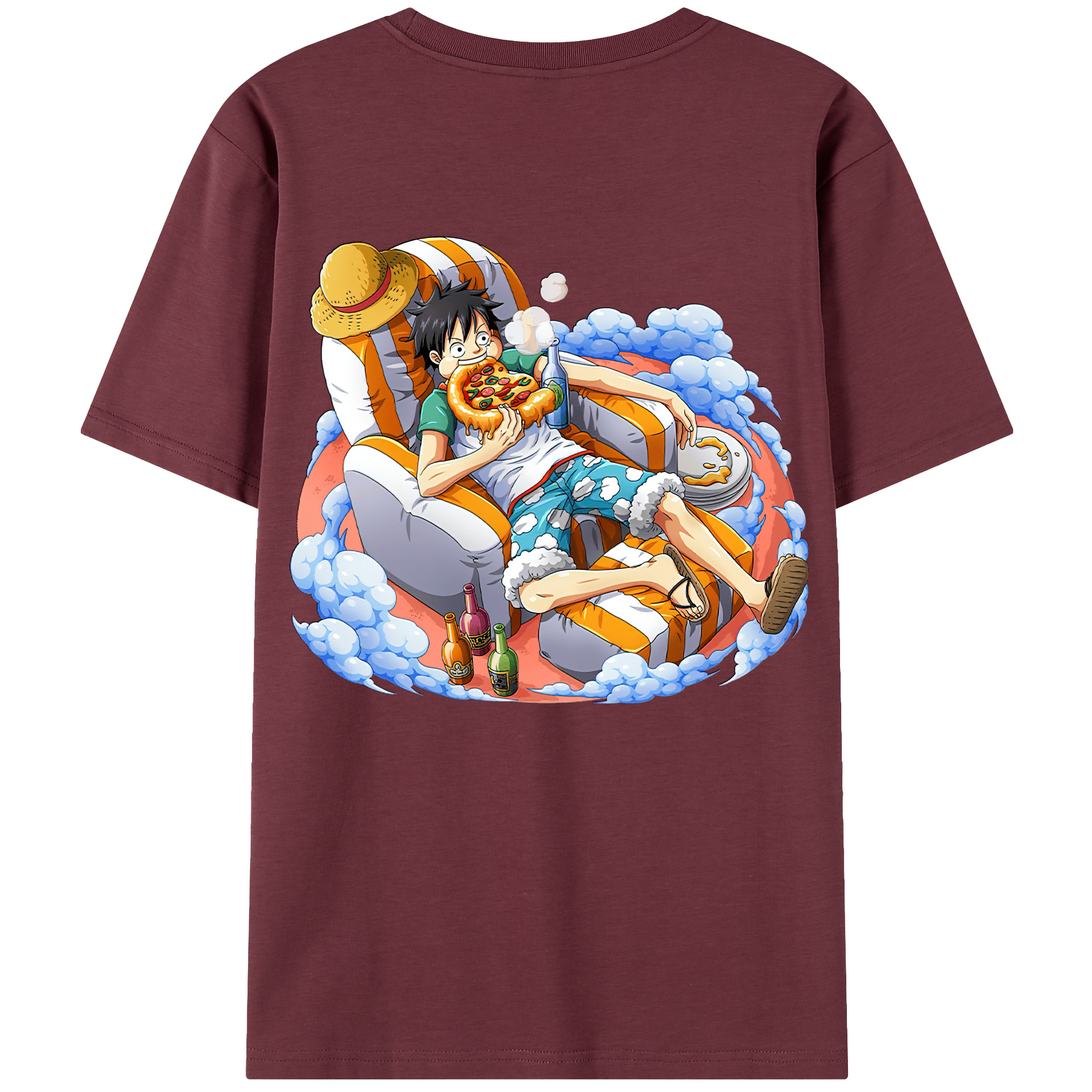 ワンピース モンキー・D・ルフィ ONE PIECE Monkey D. Luffy 綿100％半袖Tシャツ（背面プリント）